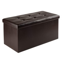 Winsome Furniture Piece Ashford Ottoman With Storage Faux Leather, Espresso