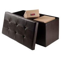 Winsome Furniture Piece Ashford Ottoman With Storage Faux Leather, Espresso