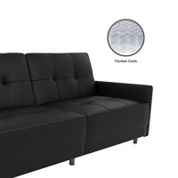 Dhp Andora Coil Futon Sofa Bed Couch With Mid Century Modern Design - Black Faux Leather
