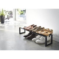 Yamazaki Home Expandable Single-Tier Low-Profile Adjustable Shoe Rack, Small, One Size, Black