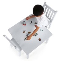 Humble Crew, White Kids Wood Square Table And 2 Chairs Set