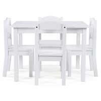 Humble Crew, White Kids Wood Table And 4 Chairs Set