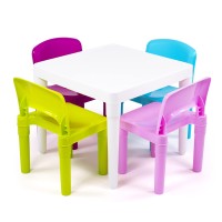 Humble Crew White Table/Pastel Chairs Kids Plastic 4 Set