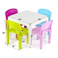Humble Crew White Table/Pastel Chairs Kids Plastic 4 Set