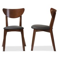 Baxton Studio Sumner Mid-Century Black Faux Leather And Walnut Brown Wood Dining Chair