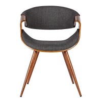 Armen Living Butterfly Dining Chair In Charcoal Fabric And Walnut Wood Finish 22D X 21W X 29H In