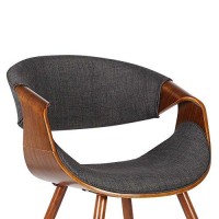 Armen Living Butterfly Dining Chair In Charcoal Fabric And Walnut Wood Finish 22D X 21W X 29H In