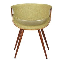 Armen Living Butterfly Dining Chair In Green Fabric And Walnut Wood Finish
