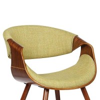 Armen Living Butterfly Dining Chair In Green Fabric And Walnut Wood Finish