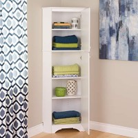 Prepac Elite Functional 2-Door Corner Storage Cabinet With Shelves, Simplistic Tall Corner Shop Cabinet 18.75 D X 29.25 W X 72 H, White, Wscc-0605-1