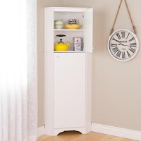 Prepac Elite Functional 2-Door Corner Storage Cabinet With Shelves, Simplistic Tall Corner Shop Cabinet 18.75 D X 29.25 W X 72 H, White, Wscc-0605-1
