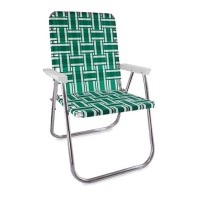 Lawn Chair Usa - Outdoor Chairs For Camping, Sports And Beach. Chairs Made With Lightweight Aluminum Frames And Uv-Resistant Webbing. Folds For Easy Storage (Classic, Green And White With White Arms)