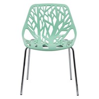 Leisuremod Forest Modern Dining Side Chair With Chrome Legs (Mint)