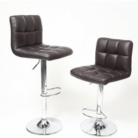 Wakrays Set Of 2, Bar Stools Leather Modern Hydraulic Swivel Dining Chair Barstools (Chocolate)