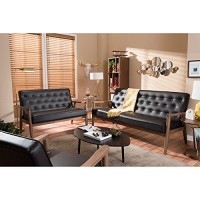 Baxton Studio Sorrento 3 Piece Faux Leather Tufted Sofa Set In Brown