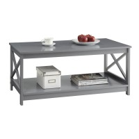 Convenience Concepts Oxford Coffee Table With Shelf, Gray