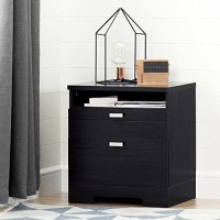 South Shore Reevo Nightstand With Cord Catcher, Black Onyx