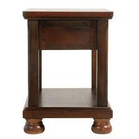 Signature Design By Ashley Porter Traditional Hand-Finished Rectangular Chair Side End Table, Dark Brown