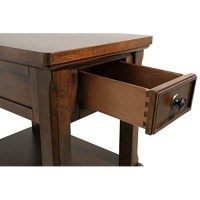 Signature Design By Ashley Porter Traditional Hand-Finished Rectangular Chair Side End Table, Dark Brown