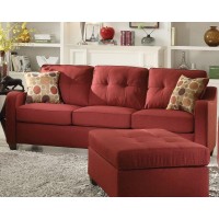 Acme Cleavon Ii Linen Fabric Tufted Sofa In Red