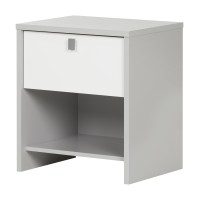 South Shore Cookie 1-Drawer Nightstand, Soft Gray & Pure White