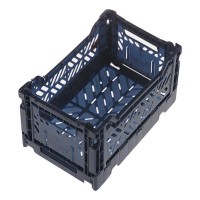 Aykasa Collapsible Storage Bin Container Basket Tote, Folding Basket Crate Container : Storage, Kitchen, Houseware Utility Basket Tote Crate Mini-Box (Navy)
