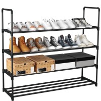 Homefort 4-Tier Shoe Rack Tower,20 Pairs Stackable Storage Shelf, Organizer With 4 Tiers Metal Shelves, For Closet, Hallway, Entryway, Black