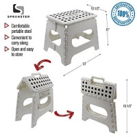 Spranster Super Strong Folding Step Stool - 11 - Sturdy Enough To Hold 300 Lb - Lightweight Foldable Step Stool For Adults And Kids - Opens With One Flip - Great For Kitchen, Bathroom And Bedroom