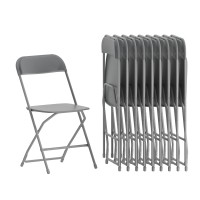 Flash Furniture Hercules Plastic Folding Chair - Grey (10 Pack) | Lightweight, Durable, And Comfortable Event Chair | 650Lb Weight Capacity