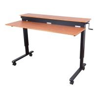S Stand Up Desk Store Crank Adjustable 2-Tier Standing Desk With Heavy Duty Steel Frame (Black Frame/Teak Top, 60 Inch Wide)