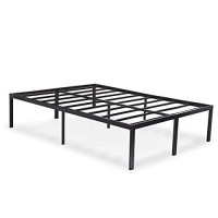 Olee Sleep 18 Inch Heavy Duty Steel Slat Anti-Slip Support, Easy Assembly Platform Bed Frame, Noise Free Steel Mattress Foundation, Maximum Storage, No Box Spring Needed, Black, Full Size