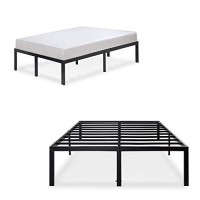 Olee Sleep 18 Inch Heavy Duty Steel Slat Anti-Slip Support, Easy Assembly Platform Bed Frame, Noise Free Steel Mattress Foundation, Maximum Storage, No Box Spring Needed, Black, Full Size