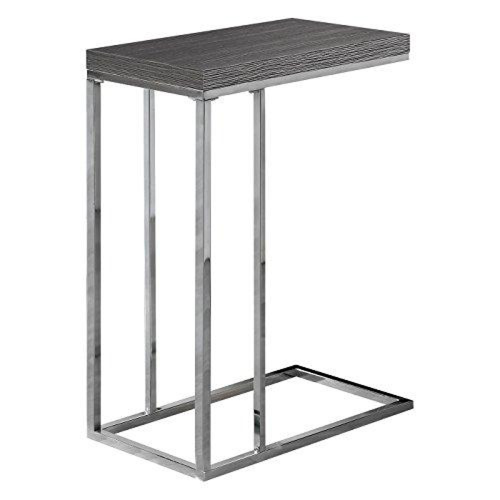 Monarch Specialties 3228, Chrome Accent Metal Base C Table, 18L X 10D X 25H, Gray