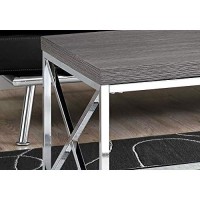 Monarch Specialties Modern Coffee Table For Living Room Center Table With Metal Frame, 44 Inch L, Grey / Chrome