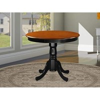 East West Furniture Ant-Blk-Tp Beautiful Dining Room Table - Cherry Table Top Surface And Black Finish Legs Hardwood Frame Wood Table