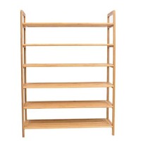 Birdrock Home Free Standing Bamboo Shoe Rack - 6 Tier - Wood - Closets And Entryway - Organizer - Fits 18 Pairs Of Shoes