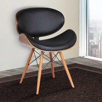Armen Living Cassie Dining Chair In Black Faux Leather And Walnut Wood Finish 20D X 21W X 31H In