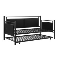 Dhp Astoria Metal And Upholstered Daybedsofa Bed With Included Trundle, Twin Size Frame, Black