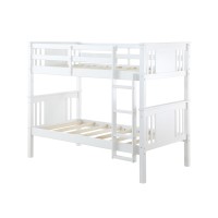Dorel Living Dylan Kids Bunk Beds, With Guard Rail And Ladder, Wood, Twin Over Twin, White