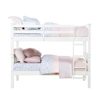 Dorel Living Dylan Kids Bunk Beds, With Guard Rail And Ladder, Wood, Twin Over Twin, White