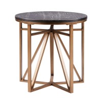 Madison Park Madison Accent Tables - Metal Wood Side Table - Black Gold Modern Style End Tables - 1 Piece Antique Bronze Small Tables For Living Room