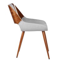 Armen Living Panda Dining Chair In Grey Fabric And Walnut Wood Finish 25D X 20W X 31H In