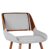 Armen Living Panda Dining Chair In Grey Fabric And Walnut Wood Finish 25D X 20W X 31H In