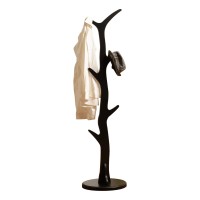 Pilaster Designs - Contemporary Tree Style Wood Coat And Hat Rack Stand, Black