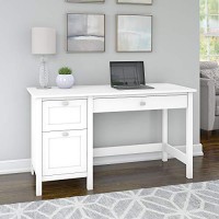 Bush Furniture Broadview Computer Desk With Drawers In Pure White