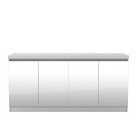 Manhattan Comfort Viennese Wood 6 Shelf Modern Mirrored Buffet In White Gloss