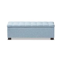 Baxton Studio Roanoke Modern And Contemporary Dark Grey Fabric Upholstered Grid-Tufting Storage Ottoman Bench