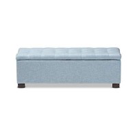 Baxton Studio Roanoke Modern And Contemporary Dark Grey Fabric Upholstered Grid-Tufting Storage Ottoman Bench