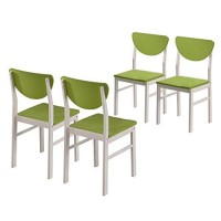 Pilaster Designs - Dining Room - Kitchen Wood Side Chair Set Of 4 Chairs (White Green)