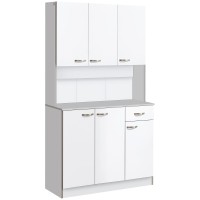 Homcom 71 Freestanding Buffet With Hutch, Kitchen Storage Cabinets, Pantry With 6 Doors, 3 Adjustable Shelves, And Drawer For Living Room, White